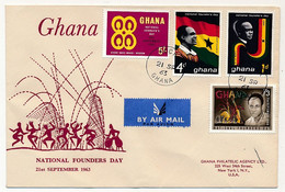 GHANA - 4 Valeurs "National Founders Day" Sur FDC  21/9/1963 - Ghana (1957-...)