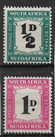 SOUTH AFRICA 1948 - 1949 ½d, 1d POSTAGE DUES SG D34,D35 MOUNTED MINT Cat £25 - Segnatasse