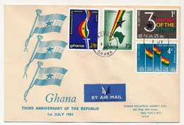 GHANA - 4 Valeurs "Troisième Anniversaire De La République" Sur FDC  1er Juillet 1963 - Ghana (1957-...)