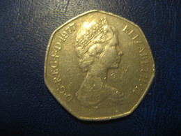 50 New Pence 1977 ENGLAND Great Britain QE II Coin Copper-Nickel - 50 Pence