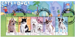 (P 24) Australia - Cat And Dog FDC + Mini-sheet + 2 Bonus Cat & Snow Leopard Postcard - Altri & Non Classificati