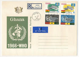 GHANA - 4 Valeurs "WHO New Headquarters Building" Sur Enveloppe FDC Recommandée - Accra - 1 Juillet 1966 - Ghana (1957-...)