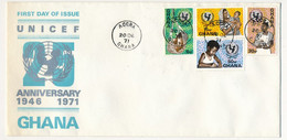 GHANA - 4 Valeurs "UNICEF Anniversary 1971" Sur Enveloppe FDC - Accra - 20 Décembre 1971 - Ghana (1957-...)