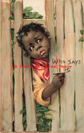 317303-Black Americana, Tuck No 101, Valentine Day, Frances Brundage, Boy At Fence - Black Americana