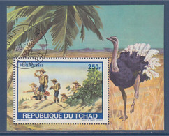 République Du Tchad, Patrouille Scout, Autruche, Bloc 1 Timbre Dentelé Oblitéré Fort Lamy 20.06.1972 N°13A - Gebraucht