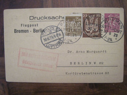 1923 Flugpost Bremen Berlin Luftpost Air Mail Poste Aerienne Cover Deutsches Reich DR Germany - Covers & Documents