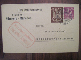 1923 Flugpost Nürnberg München Luftpost Air Mail Poste Aerienne Cover Deutsches Reich DR Germany Deisenhofen - Cartas