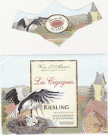 Etiquette Vin / Alsace / Riesling / Les Cigognes / OBERNAI / 1997 - Riesling