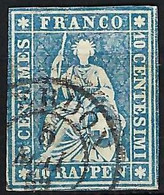 SUISSE 1859:  Le ZNr.23Cb, Superbe Obl. CAD Yverdon Du 5.V.59, Forte Cote - Gebraucht