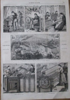 Gravure 1863  DERBY   UNE FILATURE DE COTON   MM WALTER EVANS - Derbyshire