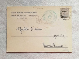 Cartoncino Di Invito Associazione Commercianti Della Provincia Di Palermo Per Termini Imerese 18/03/1944 - Occup. Anglo-americana: Sicilia