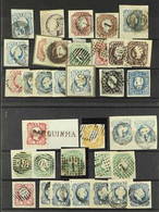 PORTUGAL CLASSICS HOARD Good Quality Assortment Of Imperf And Perf Classics To 1893 On Cards Incl 1855 Straight Hair 25r - Otros & Sin Clasificación