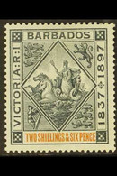 1897 2s6d Blue Black & Orange On White Paper, SG 124, Fine Mint For More Images, Please Visit Http://www.sandafayre.com/ - Barbados (...-1966)