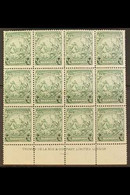 1938 ½d Green Badge Of The Colony, Lower Marginal Imprint Block Of Twelve, Position 10/6 Showing Recut Line, SG 248a, Fi - Barbados (...-1966)