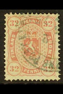 1875 32p Carmine Copenhagen Printing Perf 14x13½ (Facit 11, SG 63, Michel 11), Very Fine Used, Scarce. For More Images,  - Otros & Sin Clasificación