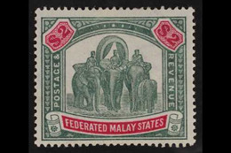 FEDERATED MALAY STATES 1900-01 (wmk Crown CC) $2 Green And Carmine, SG 24, Very Fine Mint. For More Images, Please Visit - Otros & Sin Clasificación