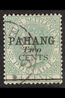 PAHANG 1891 2c On 24c Green Type 5, SG 7, Very Fine Used. For More Images, Please Visit Http://www.sandafayre.com/itemde - Otros & Sin Clasificación