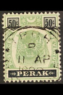 PERAK 1898 50c Green And Black Tiger, SG 77, Neat Upright Ipoh Squared Circle, Good Colours. For More Images, Please Vis - Otros & Sin Clasificación