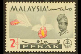 PERAK 1965 2c Multicoloured Orchids, Variety "dark Green Omitted", SG 164a, Very Fine Mint Og. For More Images, Please V - Otros & Sin Clasificación