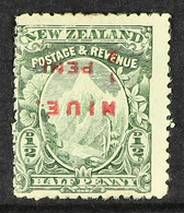 1902 ½d Green Mount Cook, Perf. 14, SURCHARGE INVERTED, SG 3b, Mint With Heavy Hinge Remainders. For More Images, Please - Niue