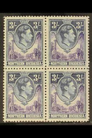 1938-52 3s Violet & Blue, SG 42, Very Fine Mint (two Stamps Are Never Hinged) BLOCK Of 4, Fresh. (4 Stamps) For More Ima - Rodesia Del Norte (...-1963)