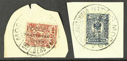 1922 3k Red & 10k Deep Blue, Both With "Philately - For The Children" Overprint, SG 275, 277, Very Fine Used On Pieces W - Otros & Sin Clasificación