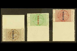 1914-24 2s6d, 5s, And 10s, Perf 14, Overprints On Postal Fiscals, SG 123/125, Each As Mint Marginals. (3 Stamps) For Mor - Samoa