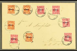 1915 Large Cover, Posted Locally With Philatelic Franking Of 6d Carmine X5 And 1s Vermilion X4, SG 119, 121, Each Stamp  - Samoa