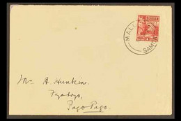 1930 (9 Jun) Env To American Samoa Bearing Samoa 1921 1d Hut Stamp Tied "MALUA" Cds With Apia Transit Cds Of 10 Jun On R - Samoa