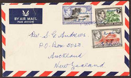 BARAKOMA AIRFIELD MANUSSCRIPT CANCELS 1954 (7 Dec) Commercial Airmail Envelope To Rev. Andrews In Auckland Bearing KGVI  - Islas Salomón (...-1978)