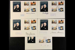 ISLE OF MAN 1990. WINSTON CHURCHILL illustrated Unaddressed SIGNED First Day Covers, Includes Covers Signed By Lord Wils - Otros & Sin Clasificación