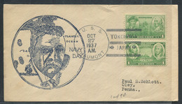 JAPON - TP USA / LETTRE AVEC O.M. NAVALE DE L' U.S.S. CHAUMONT LE 27/10/1937 " YOKOHAMA / JAPAN " - SUP - Cartas & Documentos