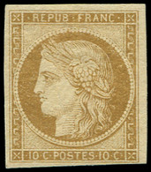 * EMISSION DE 1849 - 1    10c. Bistre-jaune, Inf. Ch., Très Belles Marges, Superbe, Certif. Calves - 1849-1850 Ceres