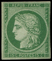 (*) EMISSION DE 1849 - 2b   15c. Vert FONCE, Frais Et TB, Certif. Calves - 1849-1850 Cérès