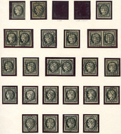 EMISSION DE 1849 - 3 Et 3a, 20c. Noir Sur Jaune Et Sur Blanc, 19 Unités Et 3 Paires Obl. GRILLE (sf. Un Nsg), TB - 1849-1850 Cérès