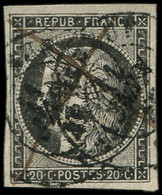 EMISSION DE 1849 - 3a   20c. Noir Sur Blanc, Obl. PLUME Et Càd T15 11 JANV 49, TB - 1849-1850 Ceres