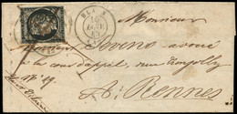 Let EMISSION DE 1849 - 3a   20c. Noir Sur Blanc, Obl. PLUME Et Triple Càd T15 BLAIN 15 JANV 49 S. LSC, Arr. RENNES 16/1, - 1849-1876: Classic Period