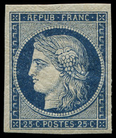 ** EMISSION DE 1849 - 4a   25c. Bleu Foncé, Grandes Marges, Superbe - 1849-1850 Cérès