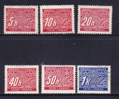 BOEHMEN & MAEHREN, 1943, Used Stamps, Porto  , Michel Nr. P1=P14 ,Scannr. 13441 , 6 Values  Only - Unused Stamps