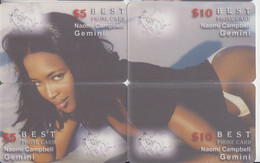 USA FASHION MODEL NAOMI CAMPBELL PUZZLE OF 4 CARDS + 1 CARD - Fashion
