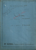 NOTAIRE BURDEL LAGNY ACTE VENTE Mme SEZEUX BRIE COMTE ROBERT MAISON À THÉVIOT CONCHES 10 PAGES : - Manuscripts