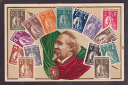 CPA Portugal écrire Gaufré Embossed Timbres Postes Philatélie - Autres & Non Classés