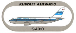 AUTOCOLLANT ADHÉSIF STICKER AVIATION AVION COMPAGNIE KOWEIT KUWAIT AIRWAYS AIRBUS A310 - 9 X 21 Cm - Pegatinas