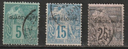 Guadeloupe N° 17, 19, 21 - Usati