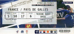 Billet Du Match FRANCE / PAYS DE GALLES Tournoi Des 6 Nations 2015 - Rugby