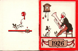 Calendrier 1926 Illustration Signée M.J :  Trombone , Chien ,horloge - Petit Format : 1921-40