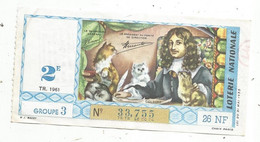 JC , Billet De Loterie Nationale,  2 E, Groupe 3, Troisième Tranche 1961, 26 NF, Colbert - Loterijbiljetten