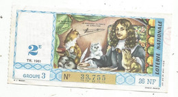 JC , Billet De Loterie Nationale,  2 E, Groupe 3, Troisième Tranche 1961, 26 NF, Colbert - Biglietti Della Lotteria