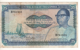 GAMBIA 25 Dalasis    P11a  (ND 1987-1990)   Sailing Boat, President Sir Dawda Kairaba Jawara - Agricultural Machine - Gambia