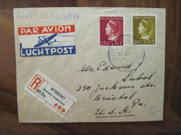 Nederland 1947 Hollande Pays Bas Cover Enveloppe Par Avion Per Luchtpost USA NY Utrecht - Lettres & Documents